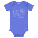 Blue baby onesie with 305 for life graphic on the front