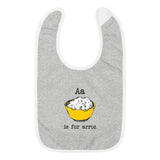 A is for Arroz - Embroidered Cuban Baby Bib