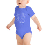 baby in a blue onesie with 305 for life graphic on the front