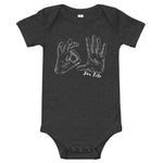 charcoal gray baby onesie with 305 for life graphic on the front