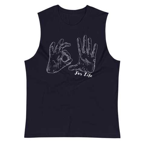 navy blue muscle shirt with 305 for life graphic on the front