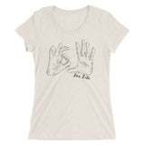 heather oatmeal ladies shirt with 305 for life graphic on the front