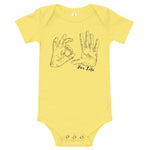 yellow baby onesie with 305 for life graphic on the front