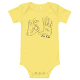 yellow baby onesie with 305 for life graphic on the front