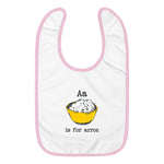 A is for Arroz - Embroidered Cuban Baby Bib