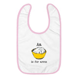 A is for Arroz - Embroidered Cuban Baby Bib