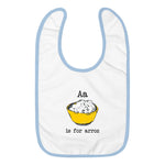 A is for Arroz - Embroidered Cuban Baby Bib