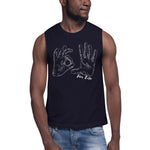 man wearing a navy blue 305 for life muscle tank top